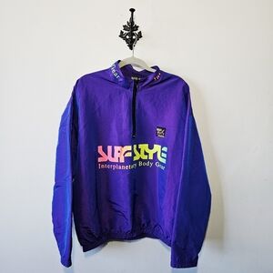 Vintage 90s Surf Style Irridescent Windbreaker One Size Jacket Purple